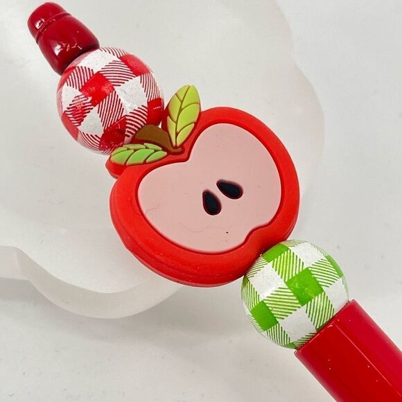 Apple teacher fall pen handmade NEW red white green - Picture 2 of 4